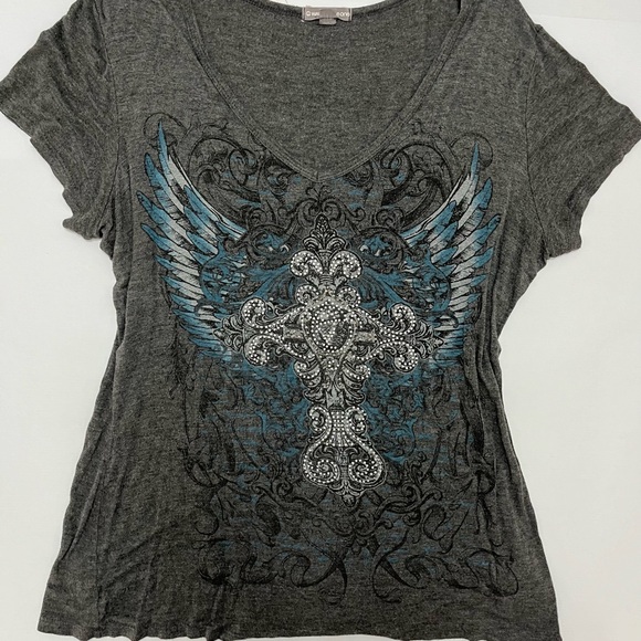 Warehouse One - grunge rhinestone y2k tee - size XL - Picture 6 of 8